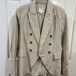 Joie Beige Striped Blazer